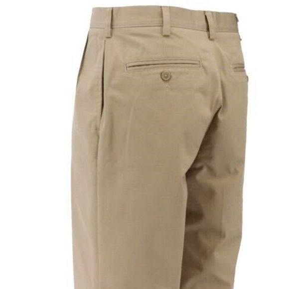 NWT LANDS' END UNIFORM BOY'S IRON KNEE PLEATED CHINO PANTS KHAKI 20X30 - Picture 4 of 9
